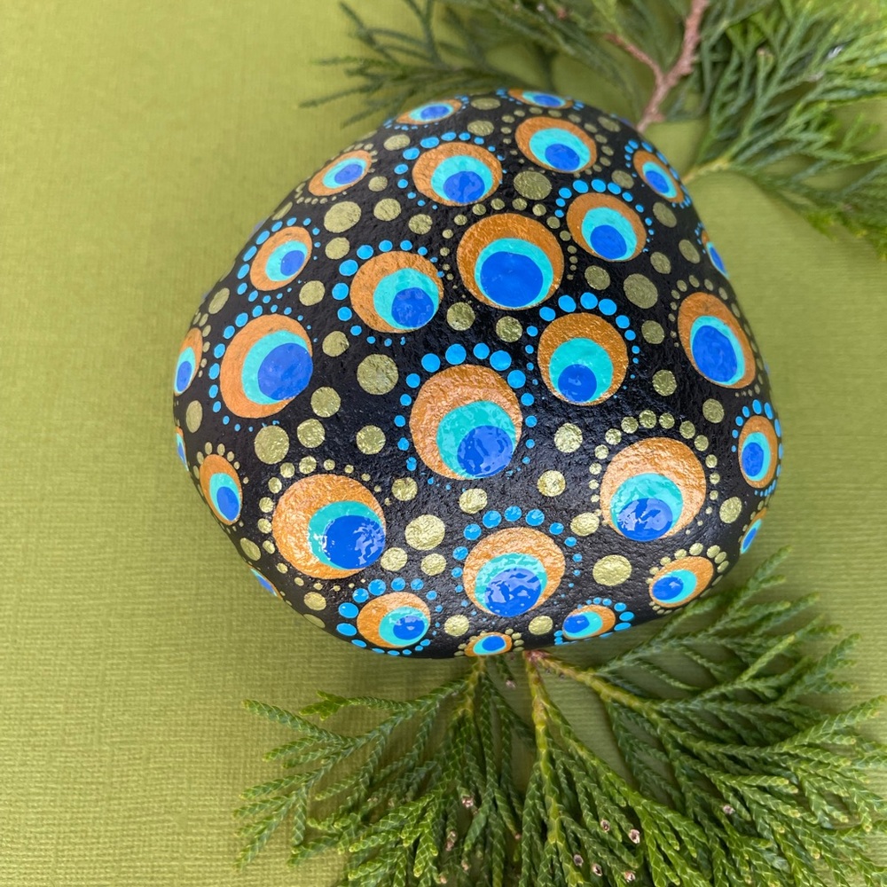 Painted Rock/Mandala/Peacock